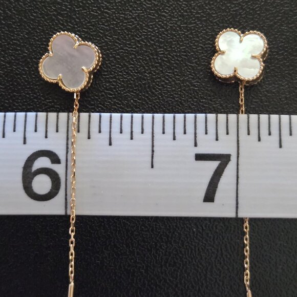 Clover design dangling - Gold Earring - Picture 12 of 16